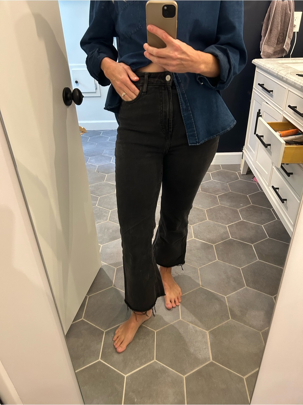 Old Navy Black High-Rise Cropped Flare Jeans